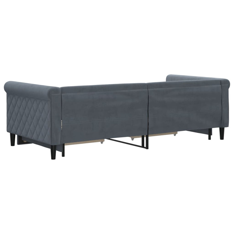 Slaapbank onderschuifbed en lades 90x200 cm fluweel donkergrijs