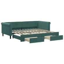 Slaapbank onderschuifbed en lades 90x200 cm fluweel donkergroen