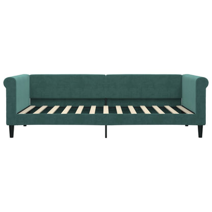 Slaapbank onderschuifbed en lades 90x200 cm fluweel donkergroen