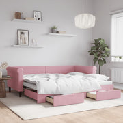 Slaapbank met onderschuifbed 90x200 cm roze