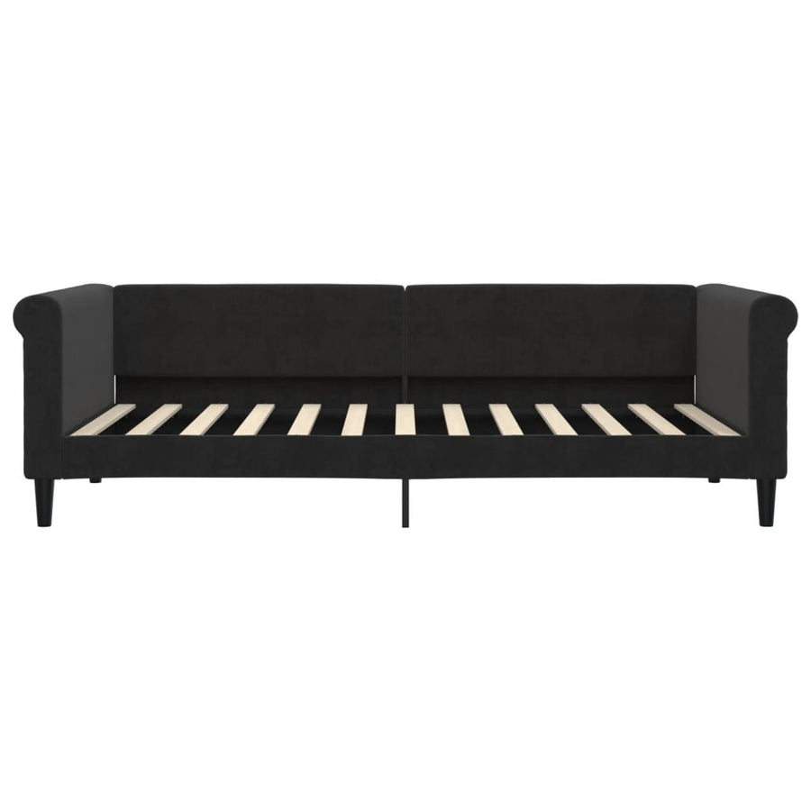 Slaapbank S Fluweel 90 x 200 cm Zwart met onderschuifbed en lade