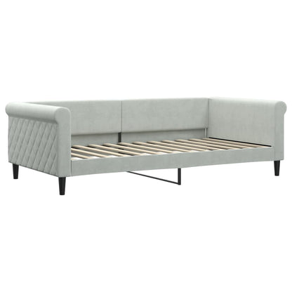 Slaapbank Onderschuifbed En Lades Fluweel 100 x 200 cm Lichtgrijs met onderschuifbed en lade