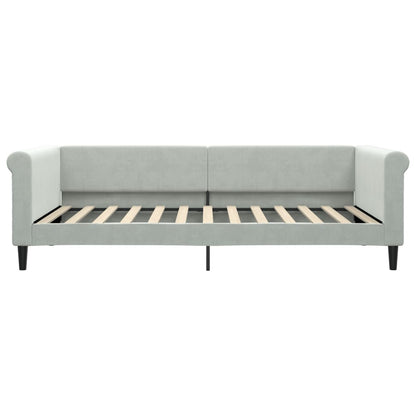 Slaapbank Onderschuifbed En Lades Fluweel 100 x 200 cm Lichtgrijs met onderschuifbed en lade