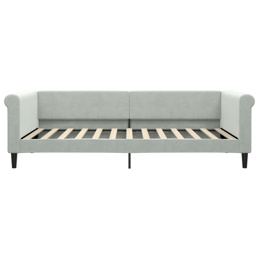 Slaapbank Onderschuifbed En Lades Fluweel 100 x 200 cm Lichtgrijs met onderschuifbed en lade