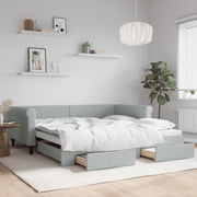 Slaapbank onderschuifbed 100x200 cm fluweel lichtgrijs