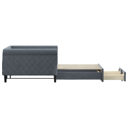 Slaapbank onderschuifbed lades 100x200 cm fluweel donkergrijs