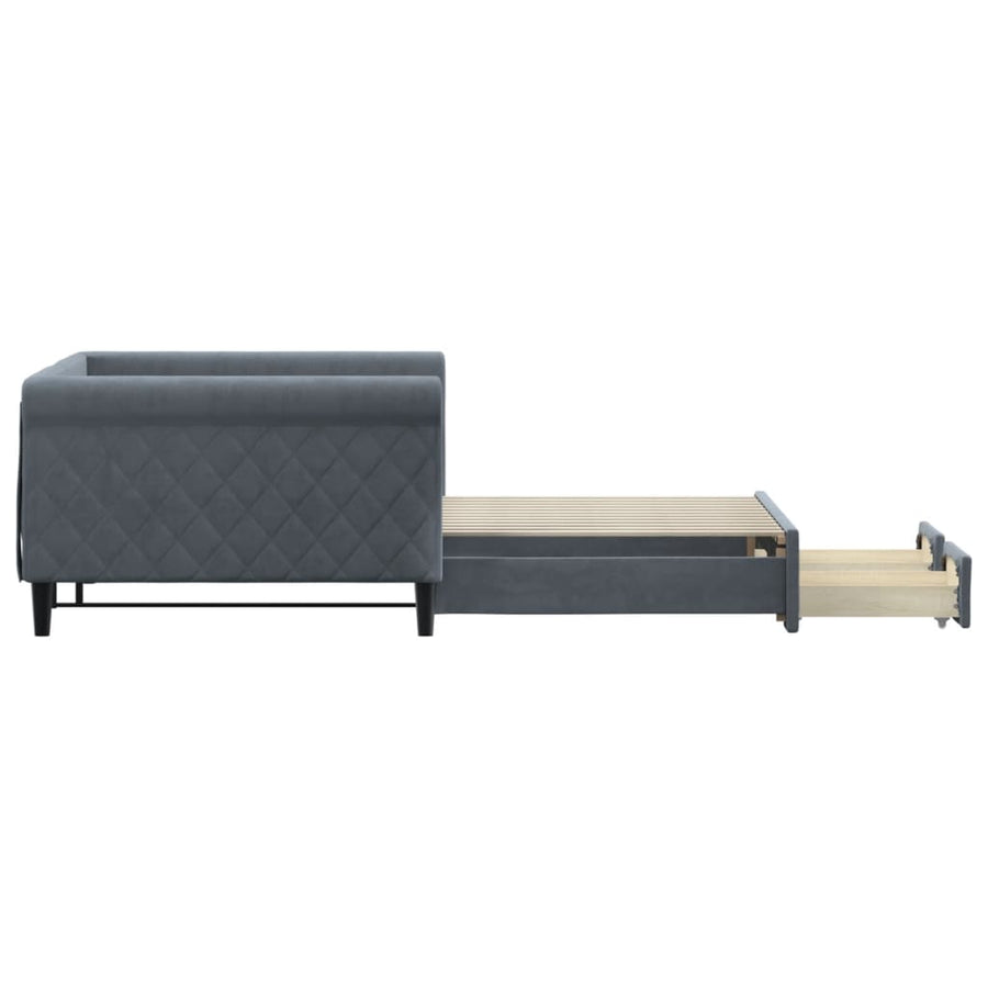 Slaapbank onderschuifbed lades 100x200 cm fluweel donkergrijs