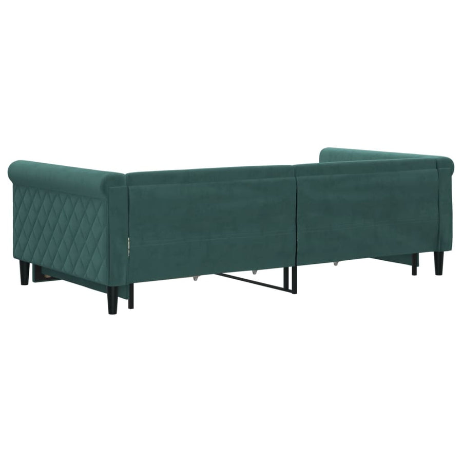 Slaapbank Onderschuifbed Lades Fluweel Donkergroen 100 x 200 cm met onderschuifbed en lade