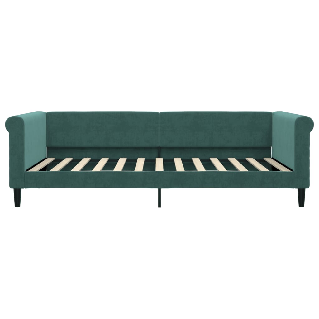 Slaapbank Onderschuifbed Lades Fluweel Donkergroen 100 x 200 cm met onderschuifbed en lade