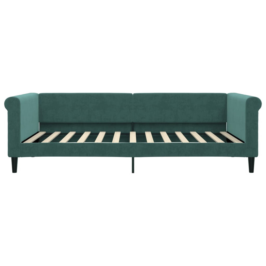 Slaapbank Onderschuifbed Lades Fluweel Donkergroen 100 x 200 cm met onderschuifbed en lade