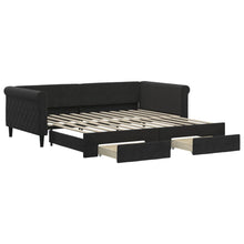 Slaapbank S Fluweel 100 x 200 cm Zwart met onderschuifbed en lade