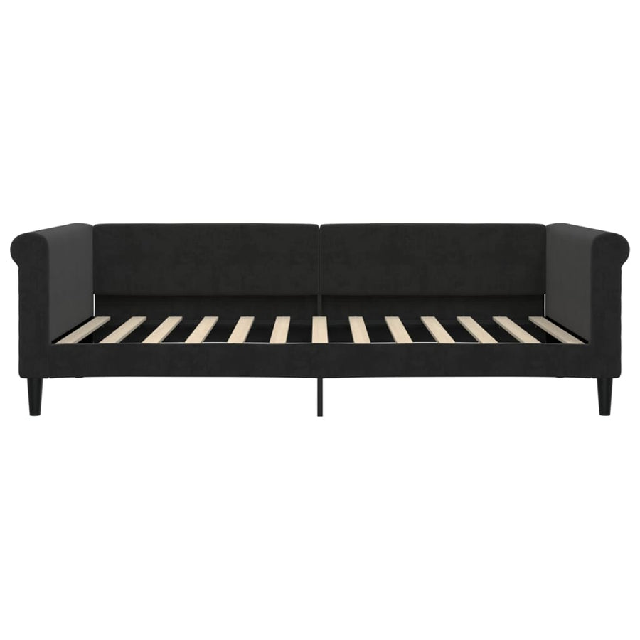 Slaapbank S Fluweel 100 x 200 cm Zwart met onderschuifbed en lade