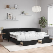 Slaapbank onderschuifbed lades 100x200 cm fluweel zwart