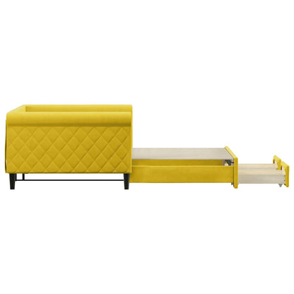 Slaapbank met onderschuifbed en lades 100x200 cm fluweel geel