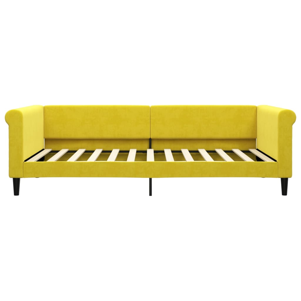 Slaapbank met onderschuifbed en lades 100x200 cm fluweel geel
