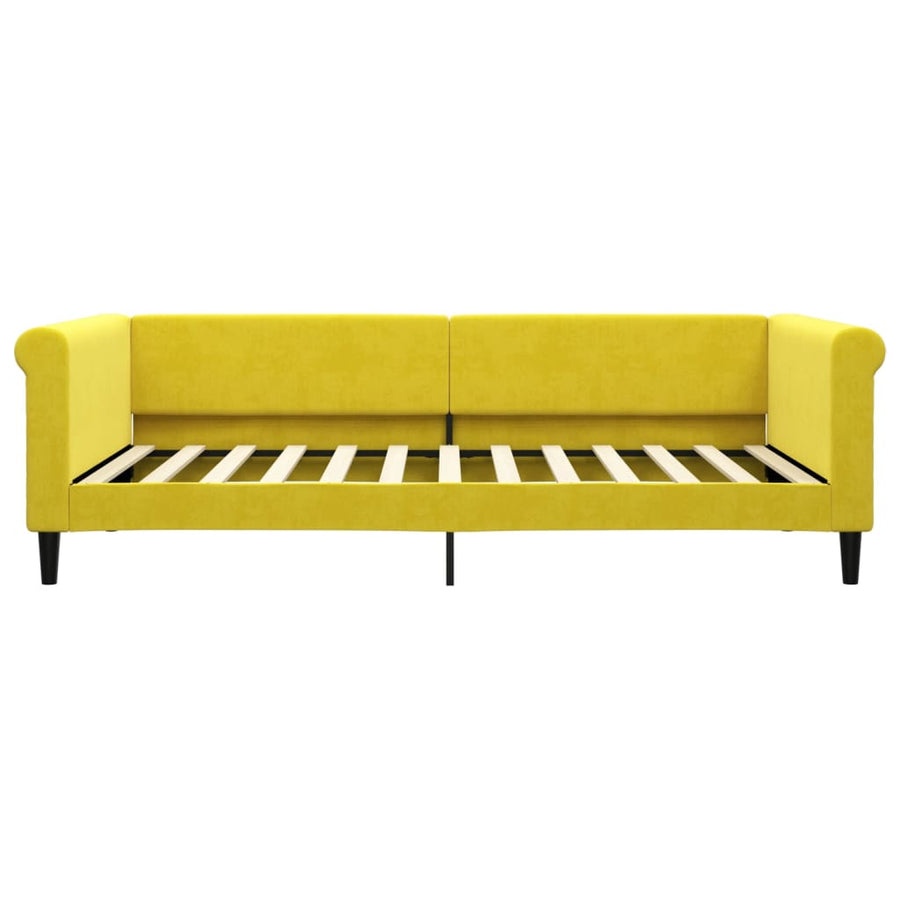 Slaapbank met onderschuifbed en lades 100x200 cm fluweel geel