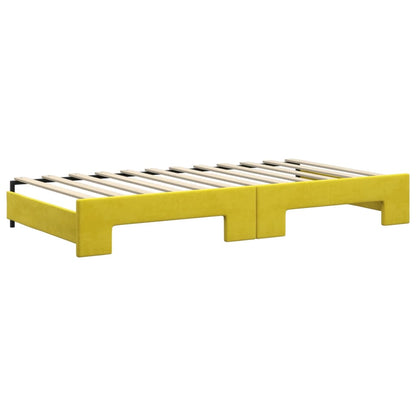 Slaapbank met onderschuifbed en lades 100x200 cm fluweel geel