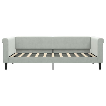 Slaapbank Onderschuifbed En Lades Fluweel 90 x 190 cm Lichtgrijs met onderschuifbed en lade