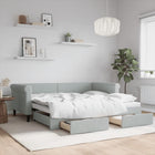 Slaapbank onderschuifbed met lades 90x190 cm fluweel lichtgrijs