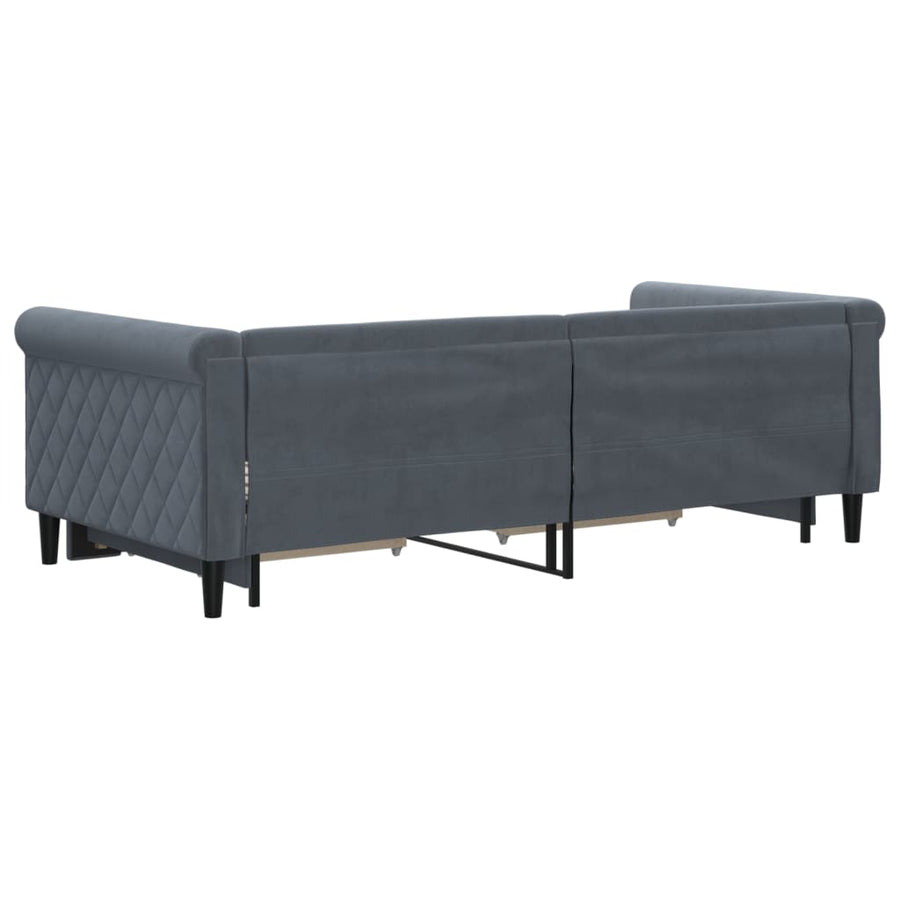 Slaapbank onderschuifbed en lades 90x190 cm fluweel donkergrijs