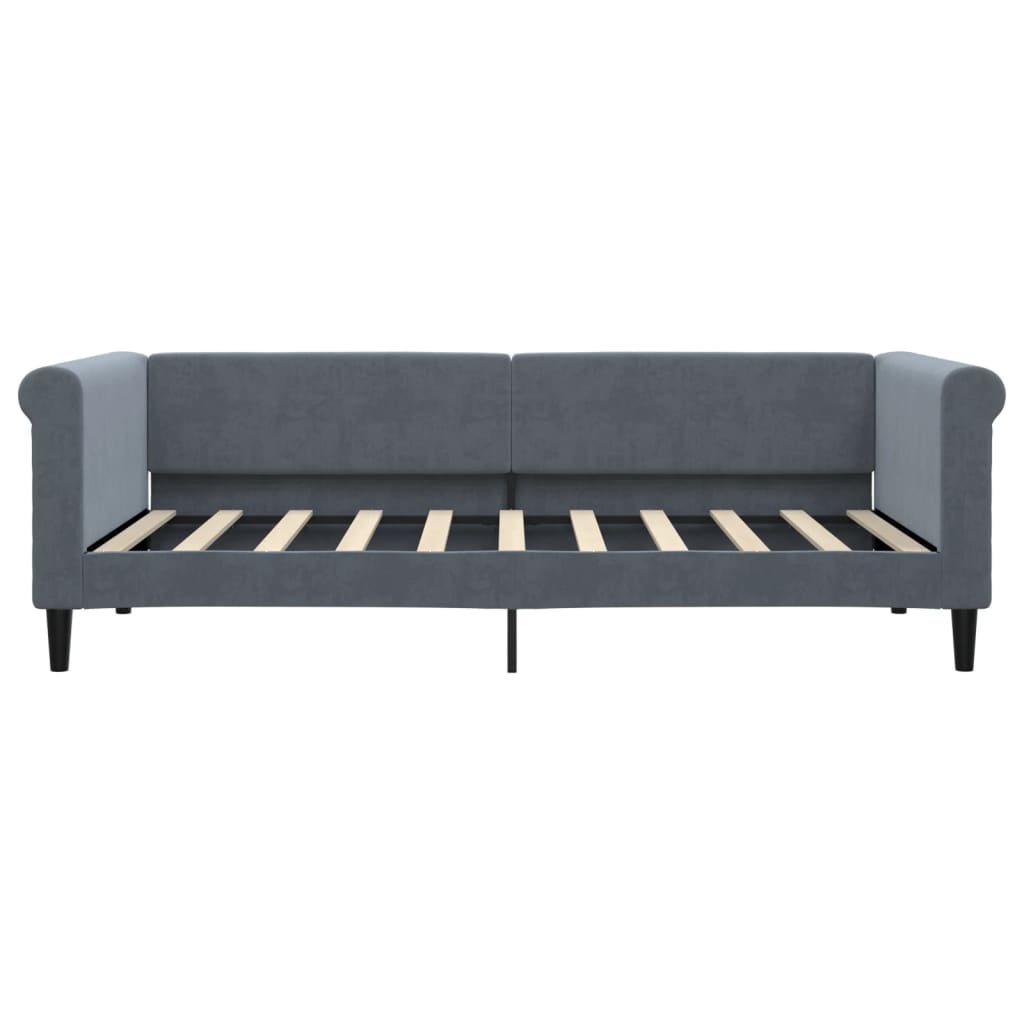 Slaapbank onderschuifbed en lades 90x190 cm fluweel donkergrijs