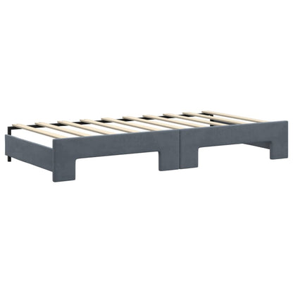 Slaapbank onderschuifbed en lades 90x190 cm fluweel donkergrijs