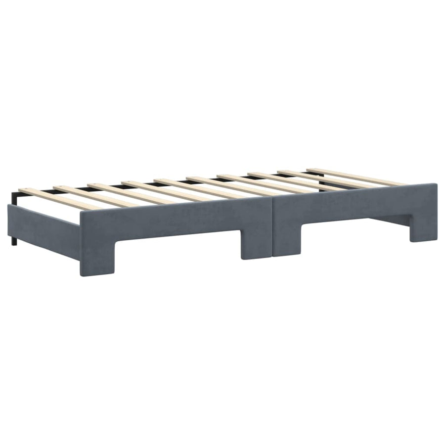 Slaapbank onderschuifbed en lades 90x190 cm fluweel donkergrijs