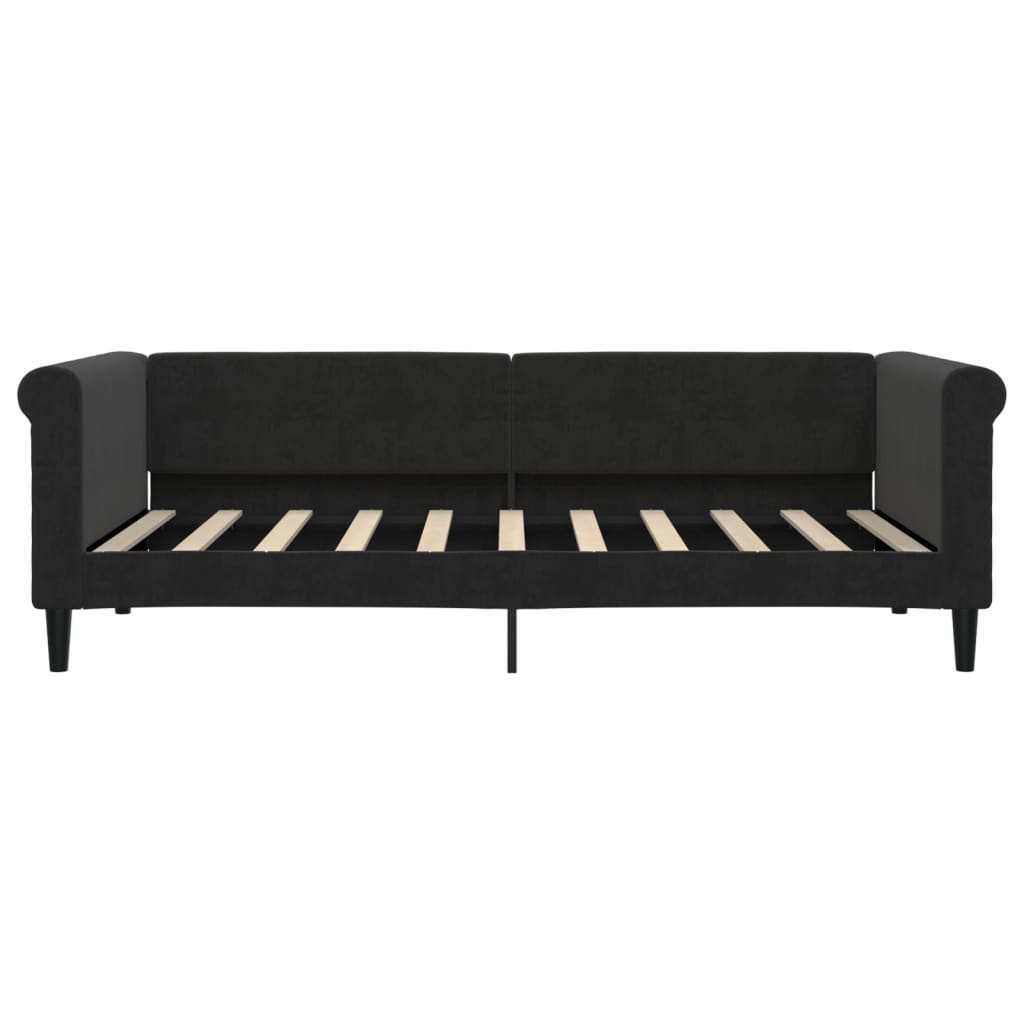 Slaapbank S Fluweel 90 x 190 cm Zwart met onderschuifbed en lade