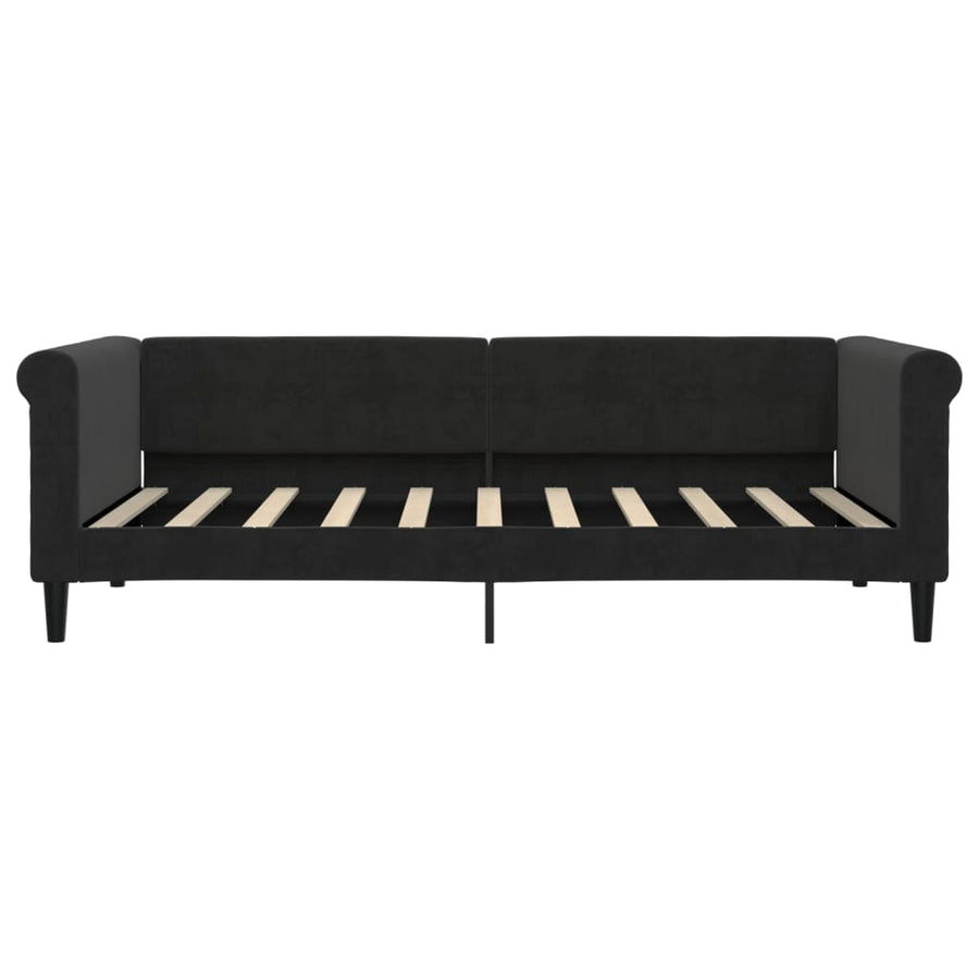 Slaapbank S Fluweel 90 x 190 cm Zwart met onderschuifbed en lade