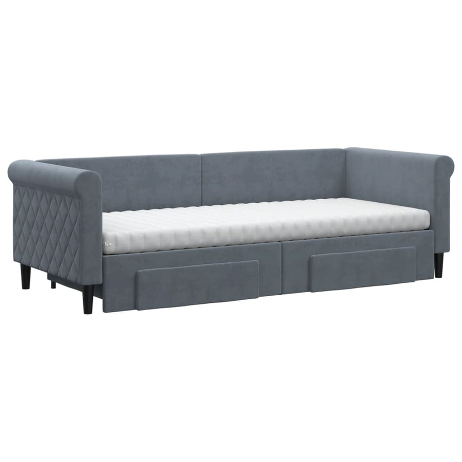 Slaapbank onderschuifbed en lades 80x200 cm fluweel donkergrijs