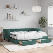 Slaapbank onderschuifbed met lades 80x200 cm donkergroen fluweel