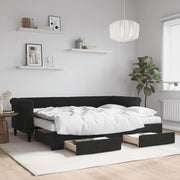 Slaapbank met onderschuifbed en lades 80x200 cm zwart