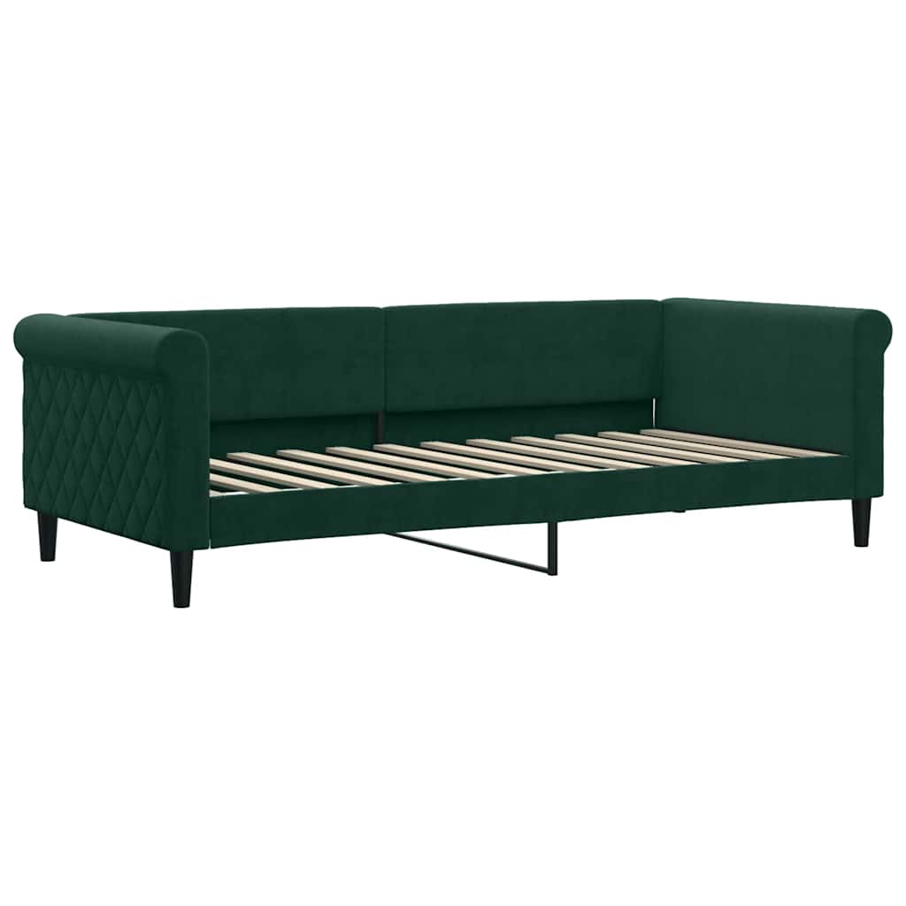 Slaapbank onderschuifbed en lades 90x200 cm fluweel donkergroen
