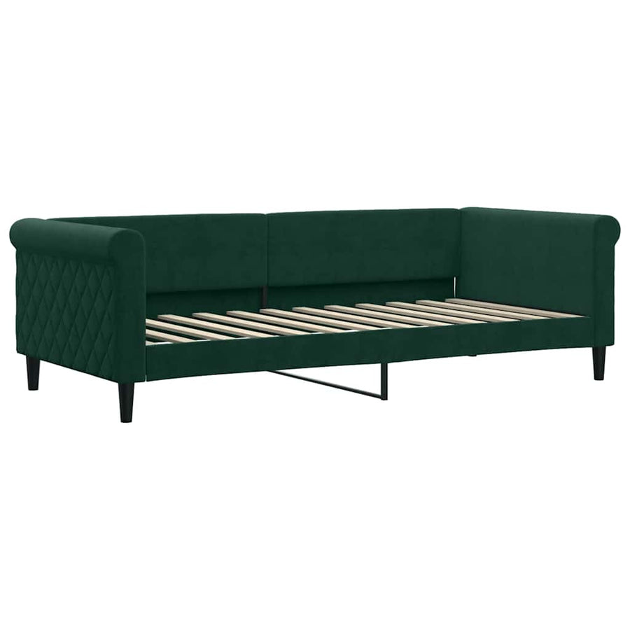 Slaapbank onderschuifbed en lades 90x200 cm fluweel donkergroen