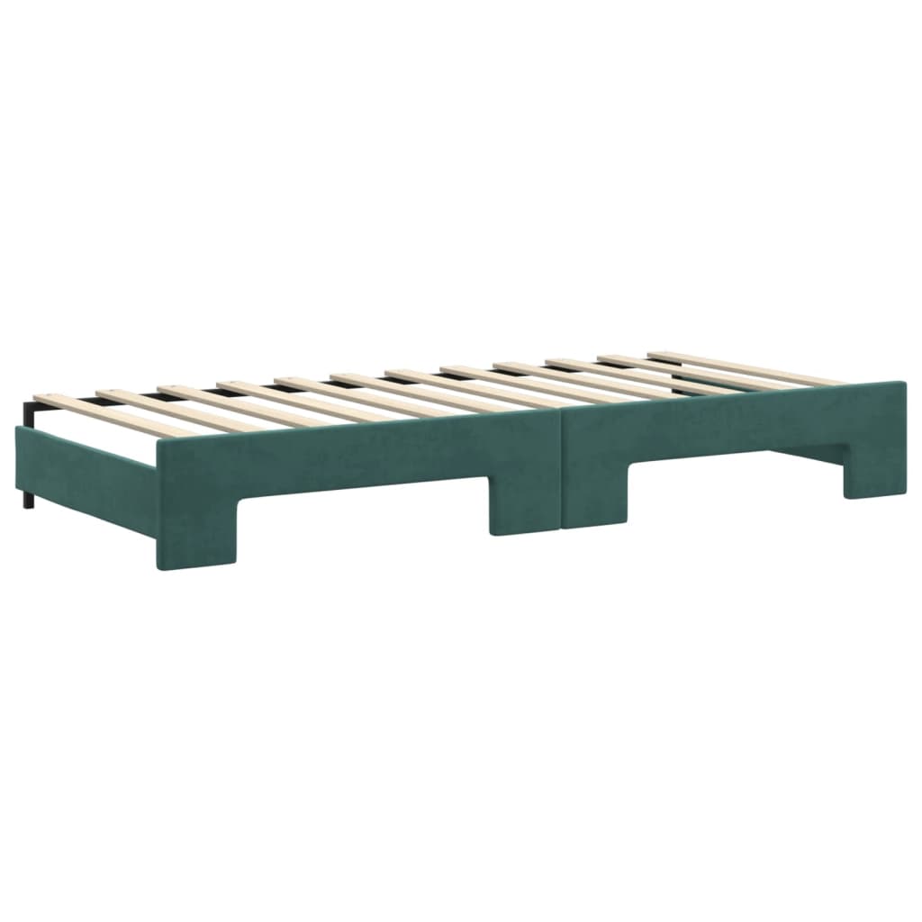 Slaapbank onderschuifbed en lades 90x200 cm fluweel donkergroen