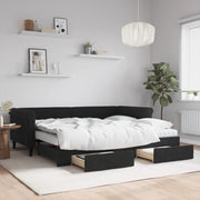 Slaapbank met onderschuifbed en lades 90x200 cm zwart