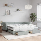 Slaapbank onderschuifbed met lades 100x200 cm lichtgrijs fluweel