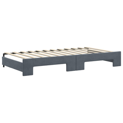 Slaapbank onderschuifbed lades 100x200 cm fluweel donkergrijs