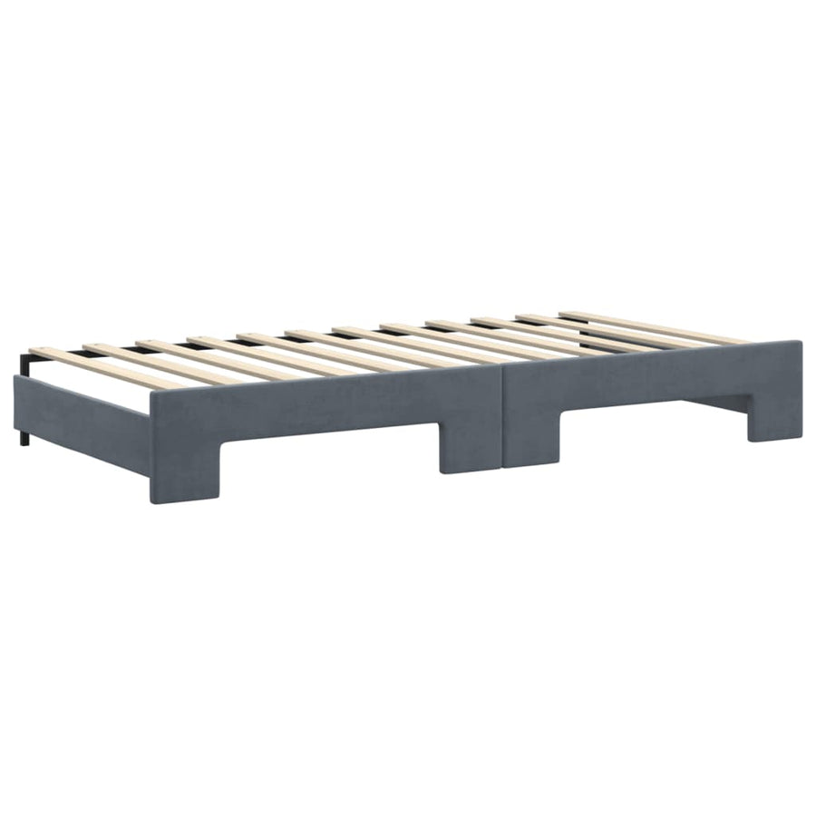 Slaapbank onderschuifbed lades 100x200 cm fluweel donkergrijs