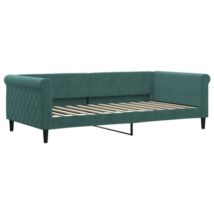 Slaapbank Onderschuifbed Lades Fluweel Donkergroen 100 x 200 cm met onderschuifbed en lade en matras