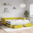 Slaapbank onderschuifbed lades 100x200 cm geel fluweel