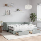 Slaapbank onderschuifbed 90x190 cm fluweel lichtgrijs
