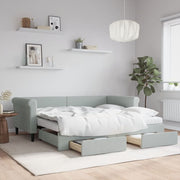 Slaapbank onderschuifbed 90x190 cm fluweel lichtgrijs