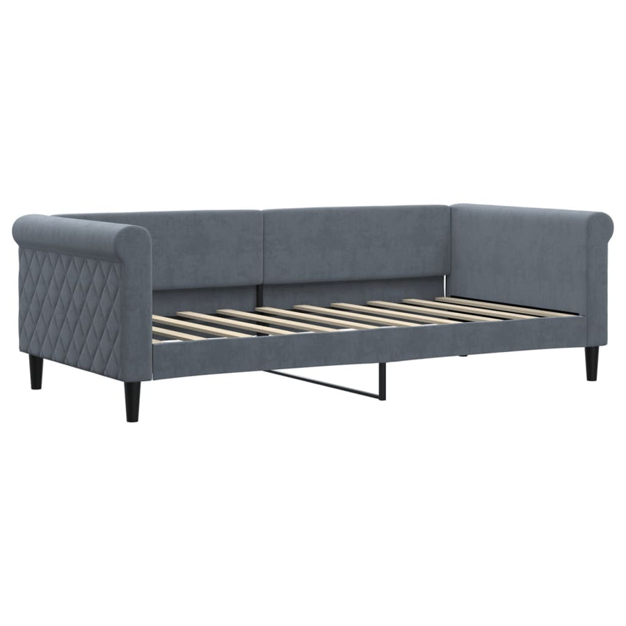 Slaapbank onderschuifbed en lades 90x190 cm fluweel donkergrijs