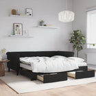 Slaapbank met onderschuifbed en lades 90x190 cm zwart