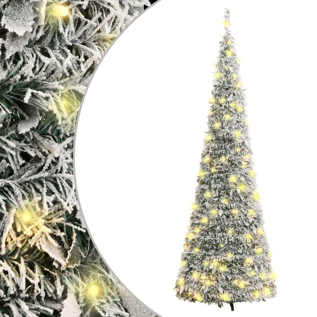 Kunstkerstboom pop-up met sneeuw 100 LED's 150 cm