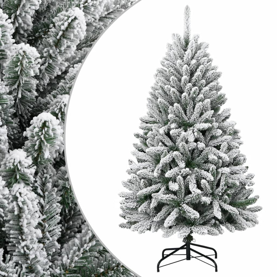 Kunstkerstboom Met Scharnieren En Sneeuw 1 120 cm Groen en wit