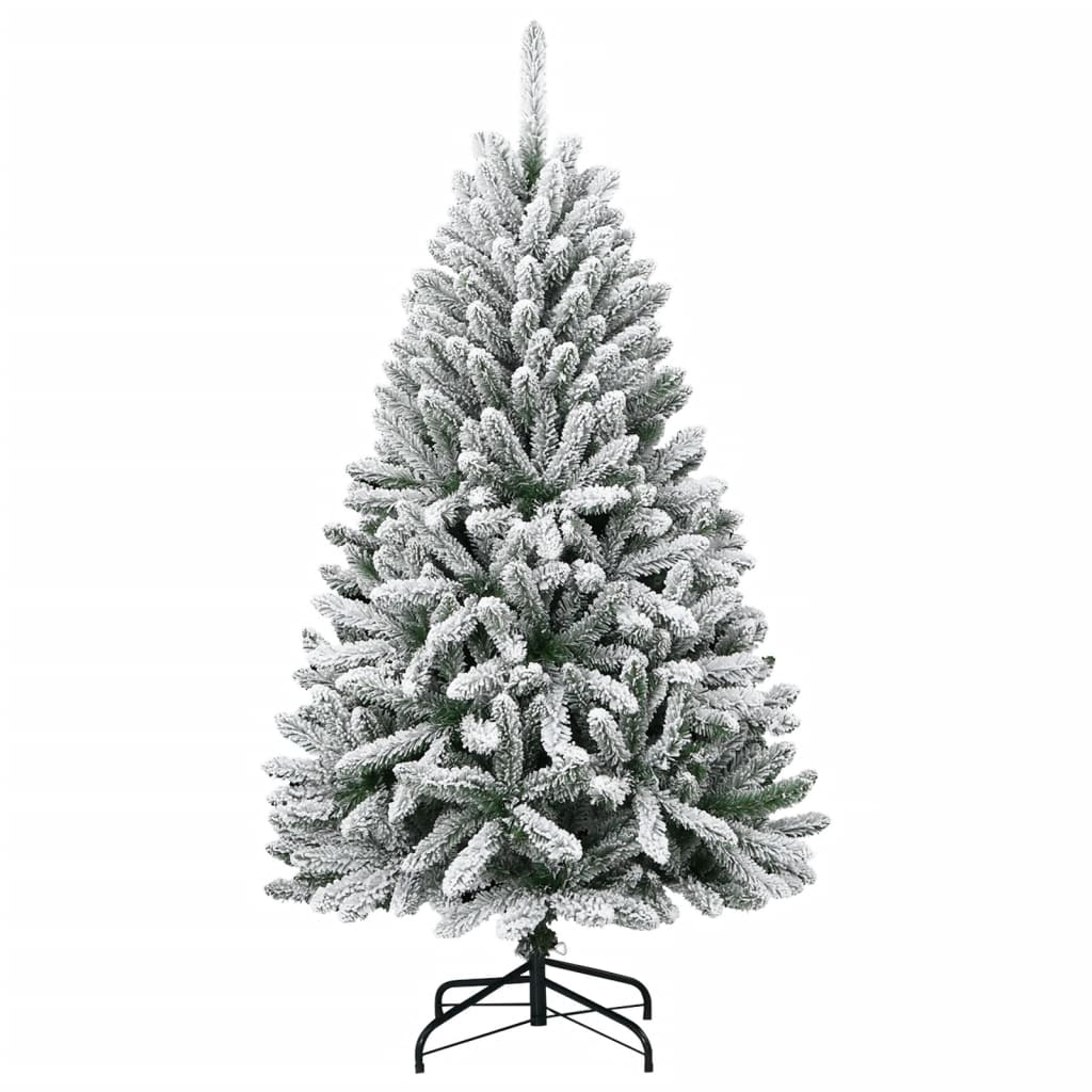 Kunstkerstboom Met Scharnieren En Sneeuw 1 120 cm Groen en wit