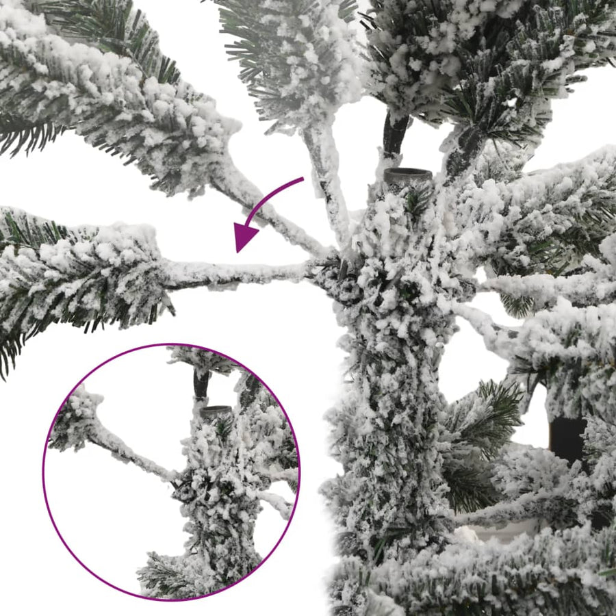 Kunstkerstboom Met Scharnieren En Sneeuw 1 120 cm Groen en wit