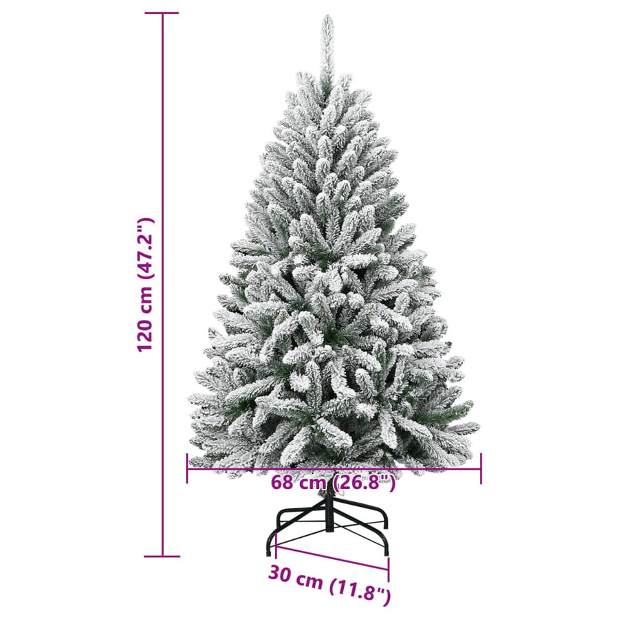Kunstkerstboom Met Scharnieren En Sneeuw 1 120 cm Groen en wit
